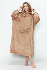 Trendsi Double Take Full Size Pocketed Hooded Midi Lounge Dress -
