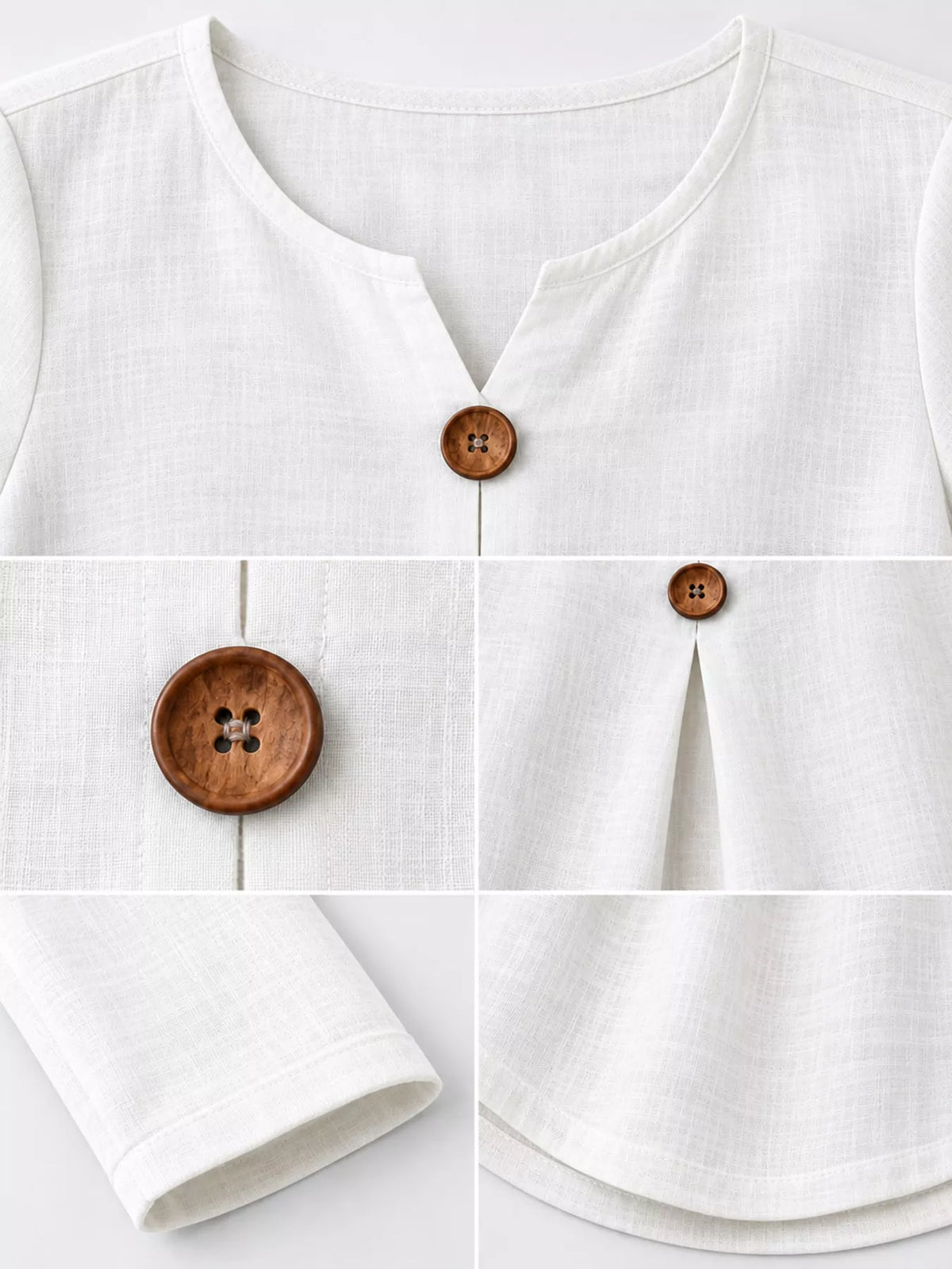 White long sleeve decorative button blouse