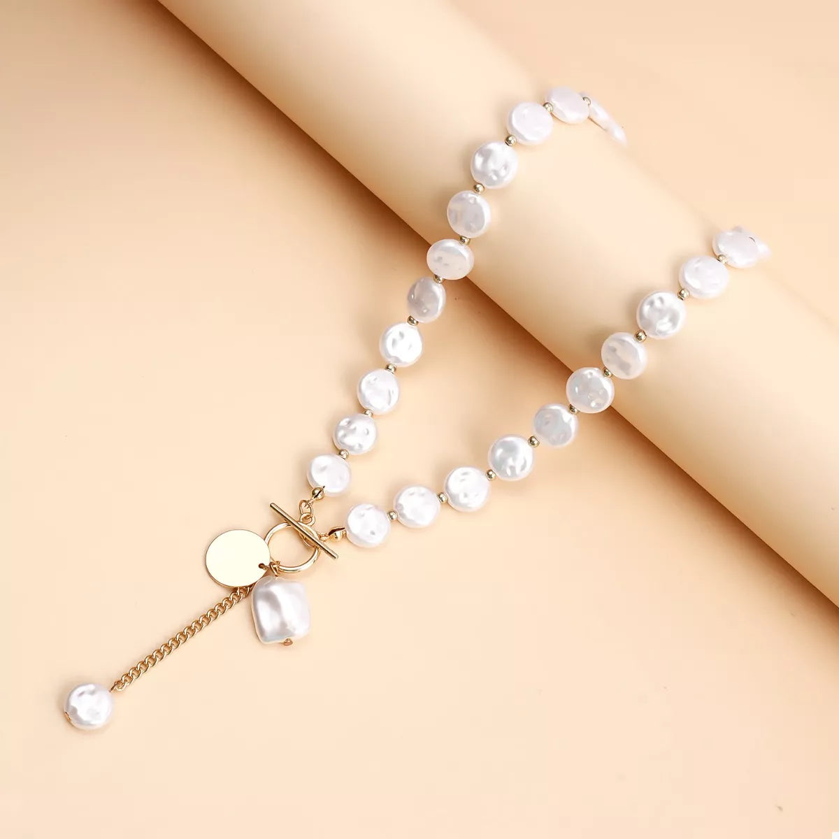Trendsi 18K Gold-Plated Pearl Drop Necklace -