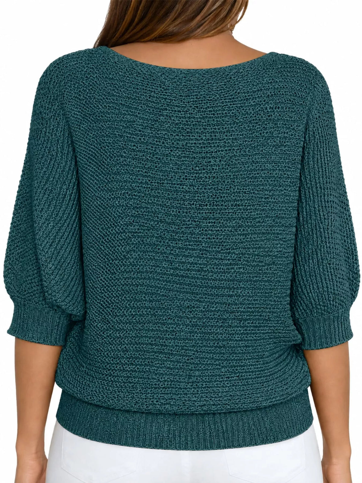 Three-quarter sleeve sweater, back view