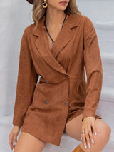 Trendsi Lapel Collar Long Sleeve Romper -
