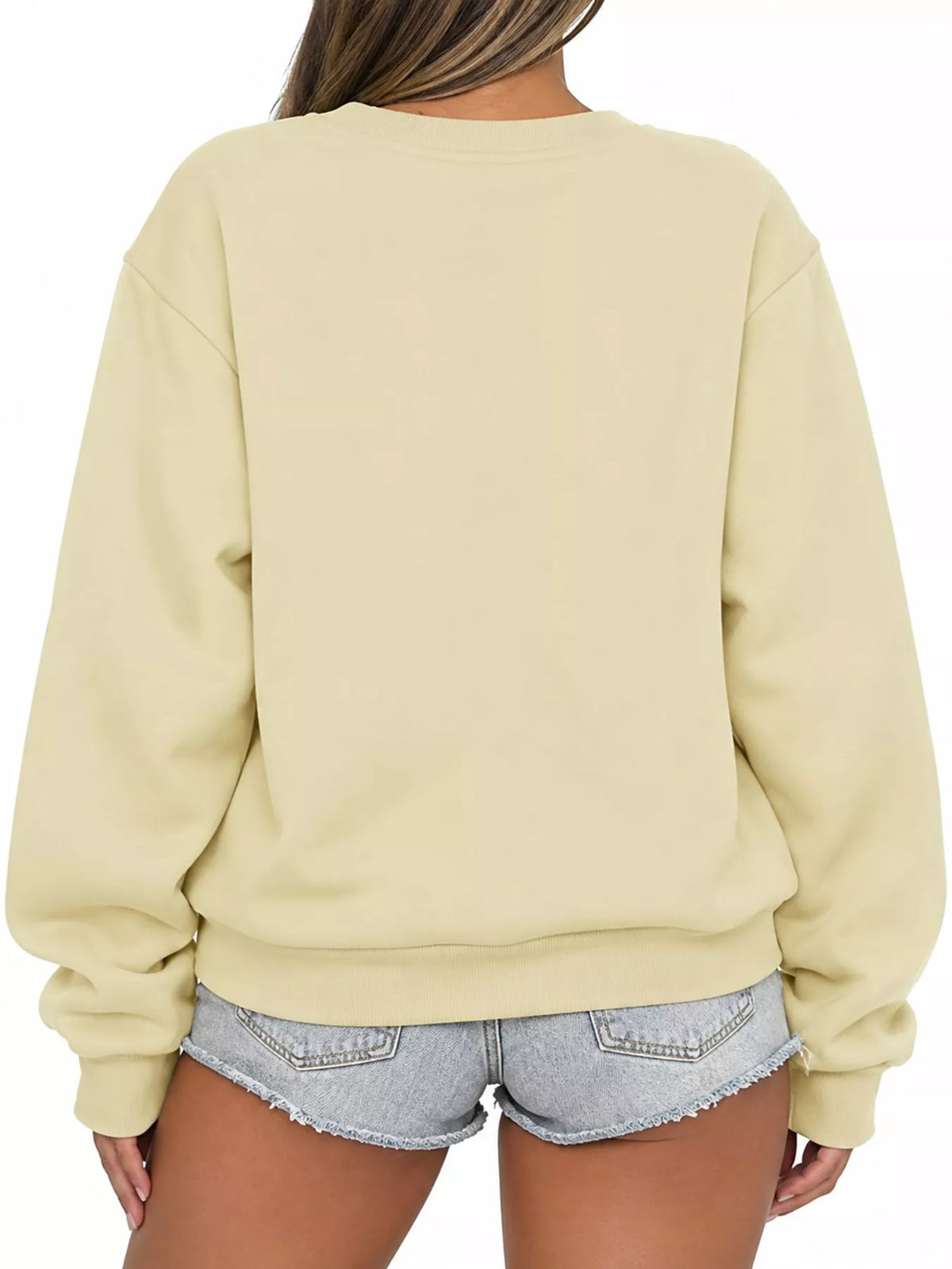 Pullover sweatshirt, pale yellow back