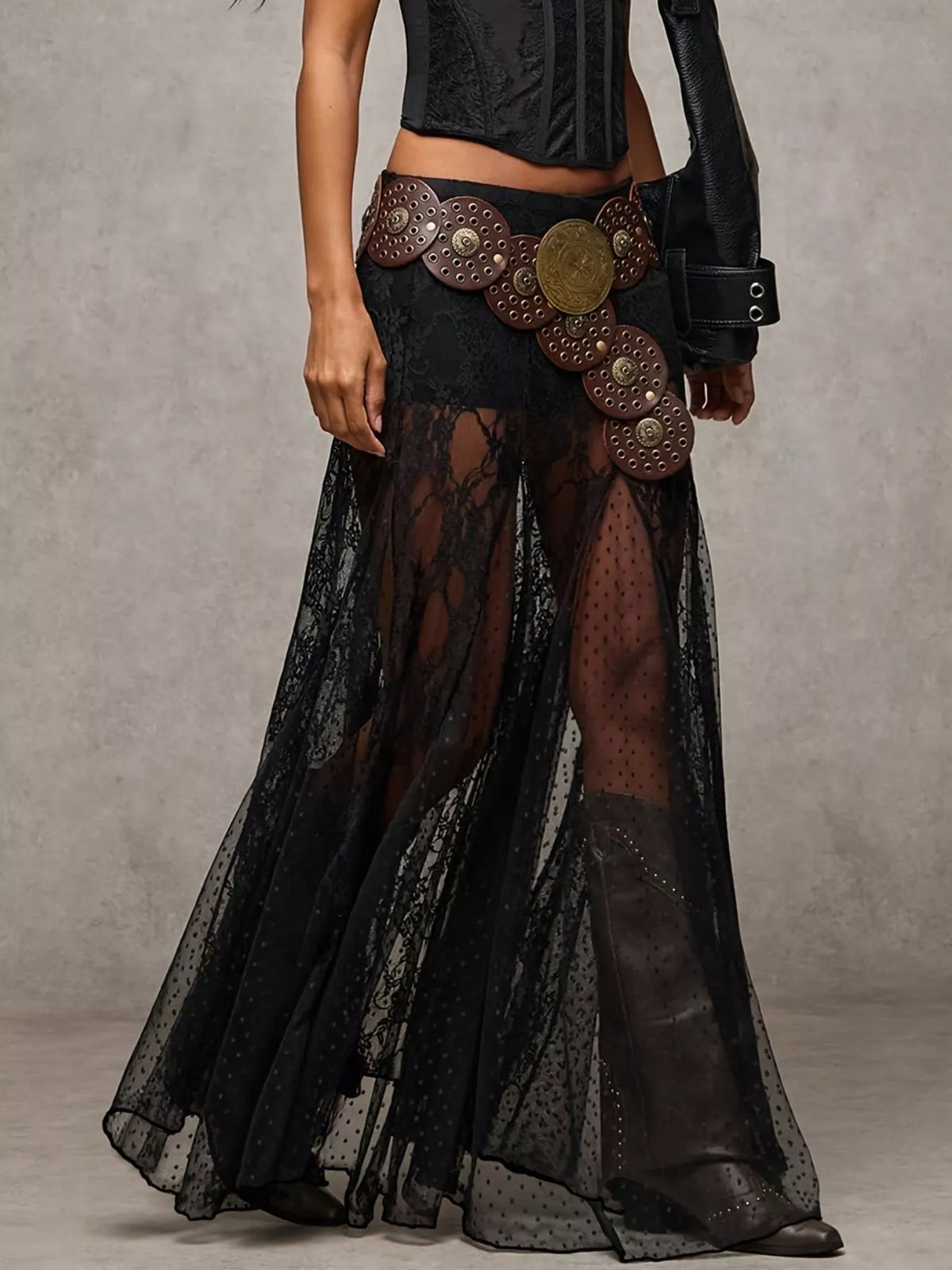 maxi skirt, front view on model