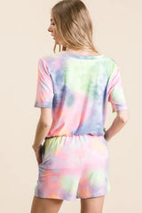 Trendsi BiBi Tie Dye Casual Shorts with Twill Tape Drawstring -