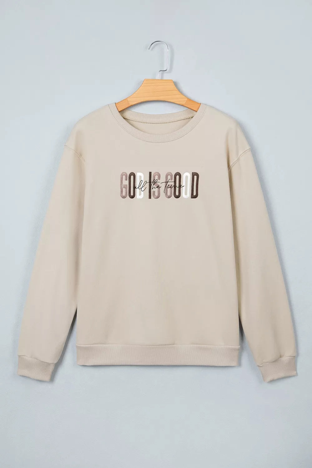 Trendsi God Is Good Letter Graphic Crew Neck Sweatshirt -