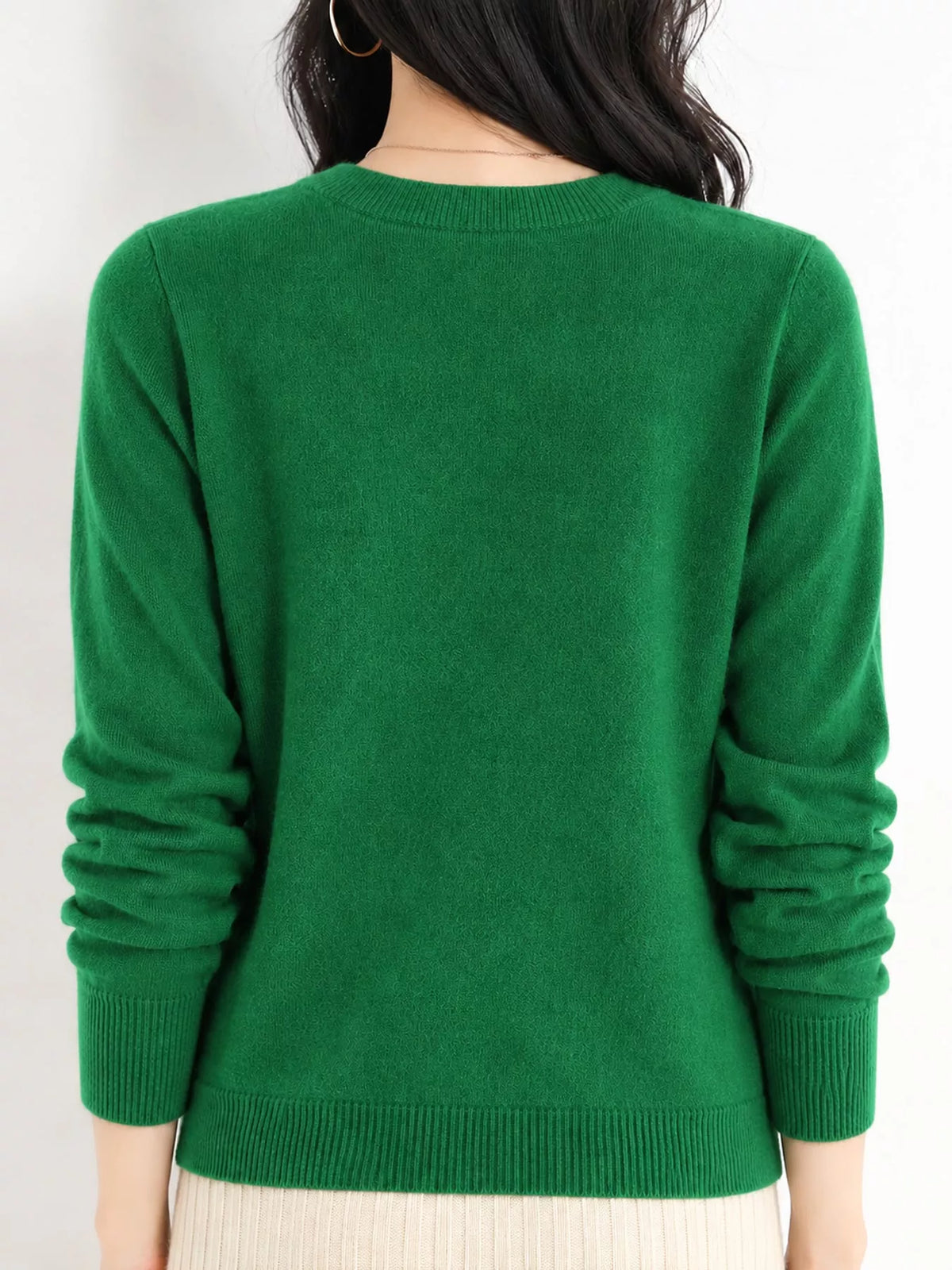 Crew Neck Long Sleeve Sweater — back view