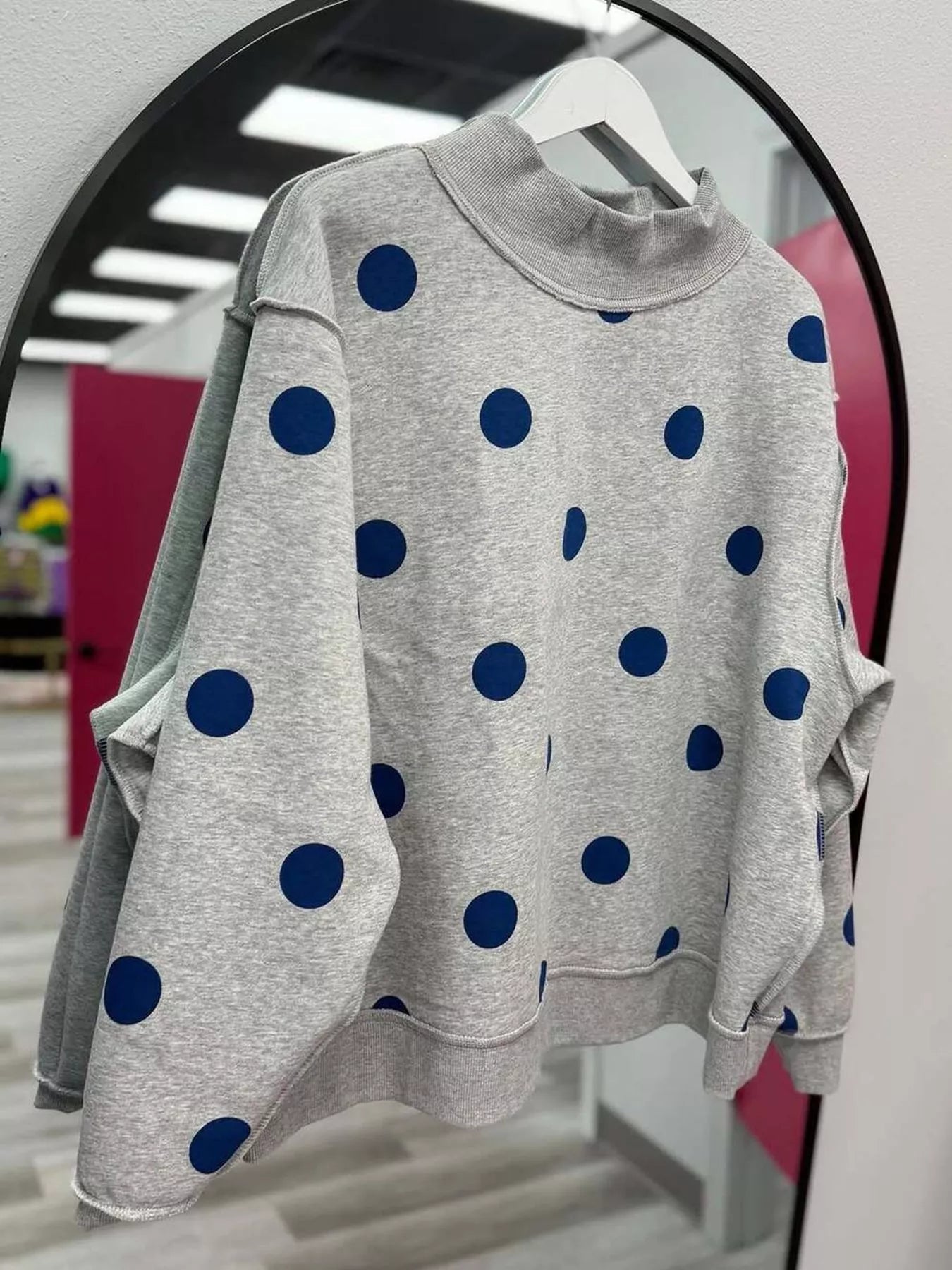 Trendsi Oversized Polka Dot Crewneck Sweatshirt -