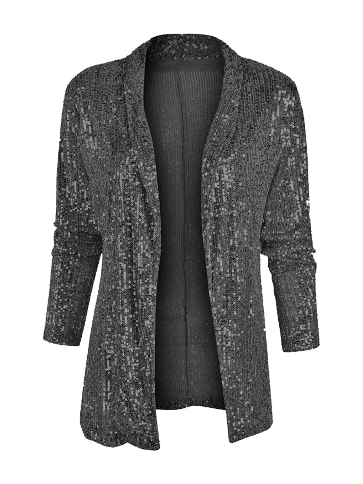 Sequin Open-Front Blazer in black