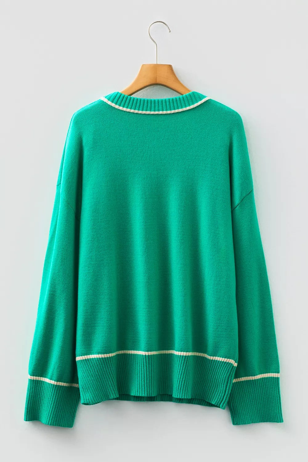 Trendsi Contrast Detail Drop Shoulder Baggy Sweater -