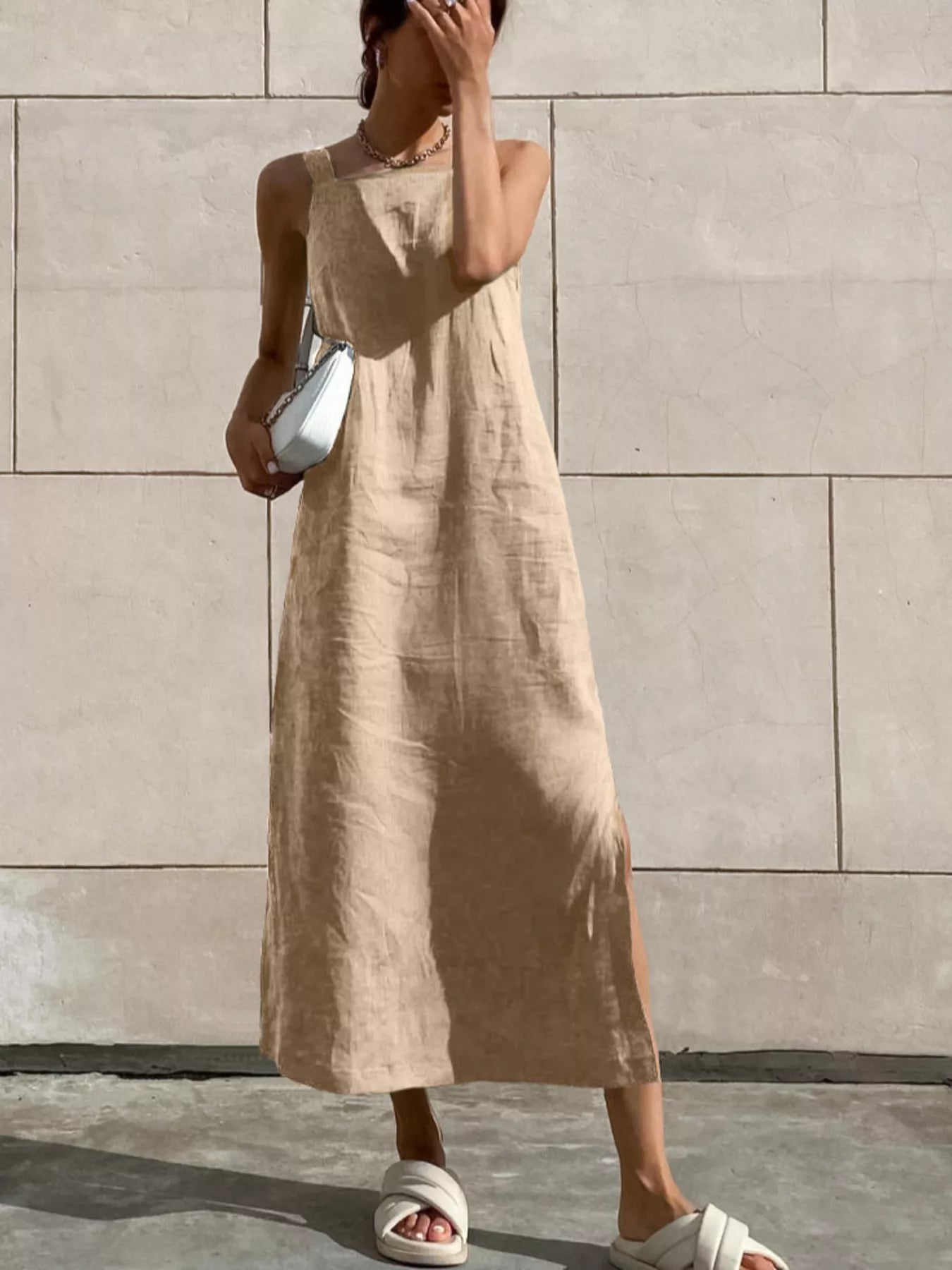 Trendsi Side Slit Sleeveless Midi Dress -