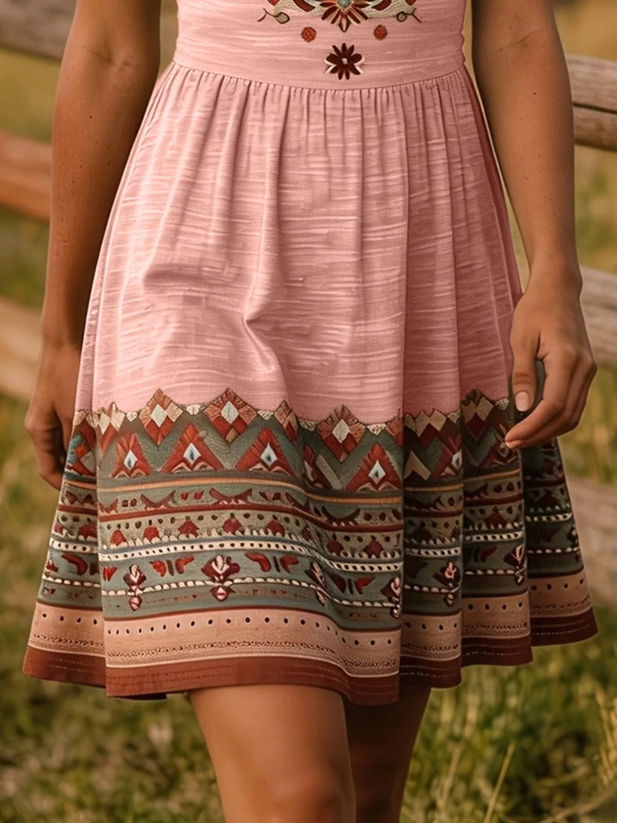 Trendsi Tribal Print Sleeveless A-Line Summer Dress -