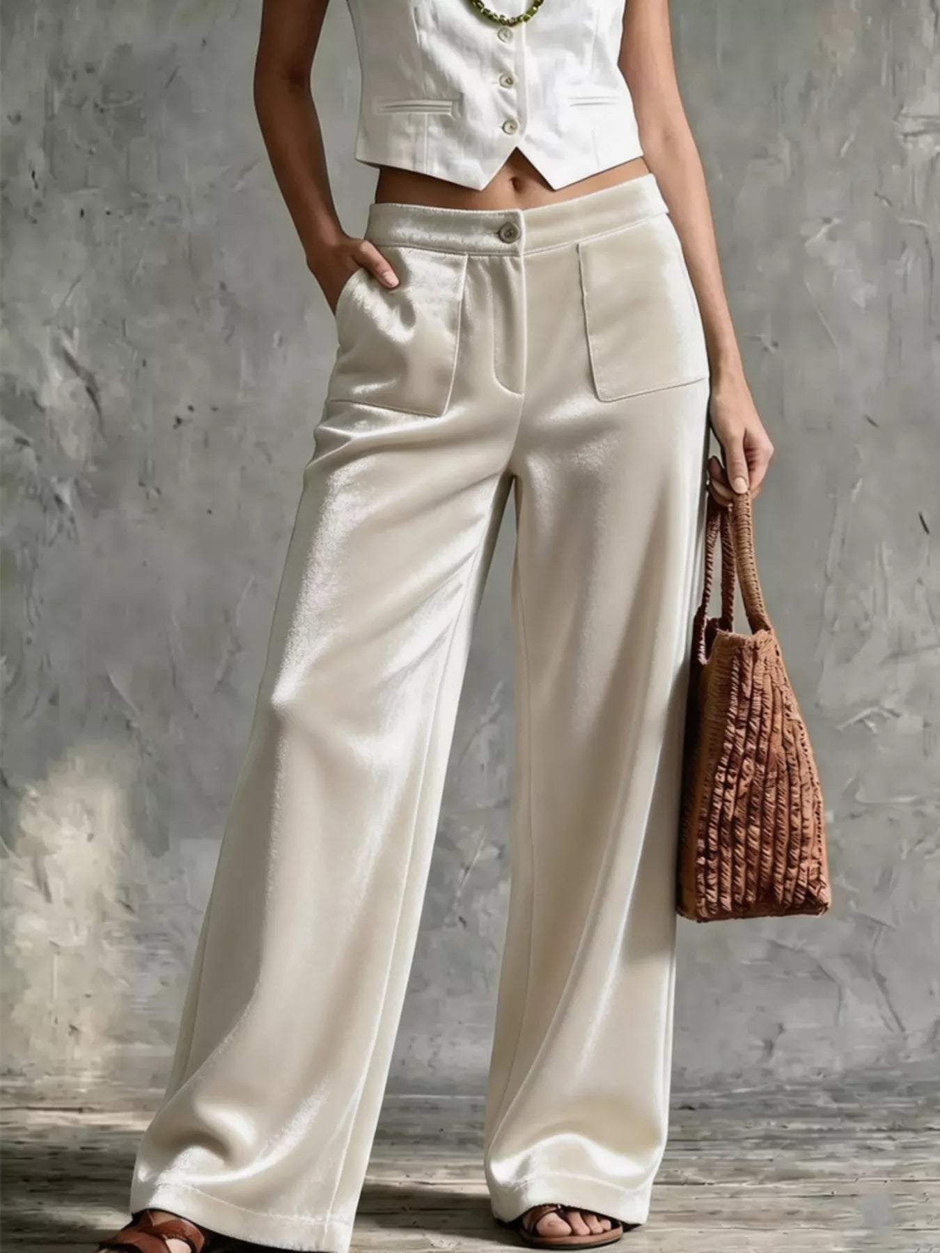 Trendsi Full Size Velvet Wide-Leg Pants Plus Size -