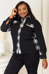 Trendsi Mandy Plaid Collared Dropped Shoulder Jacket -