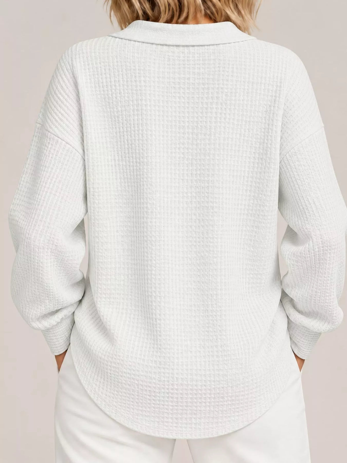 Collared long sleeve top, back view