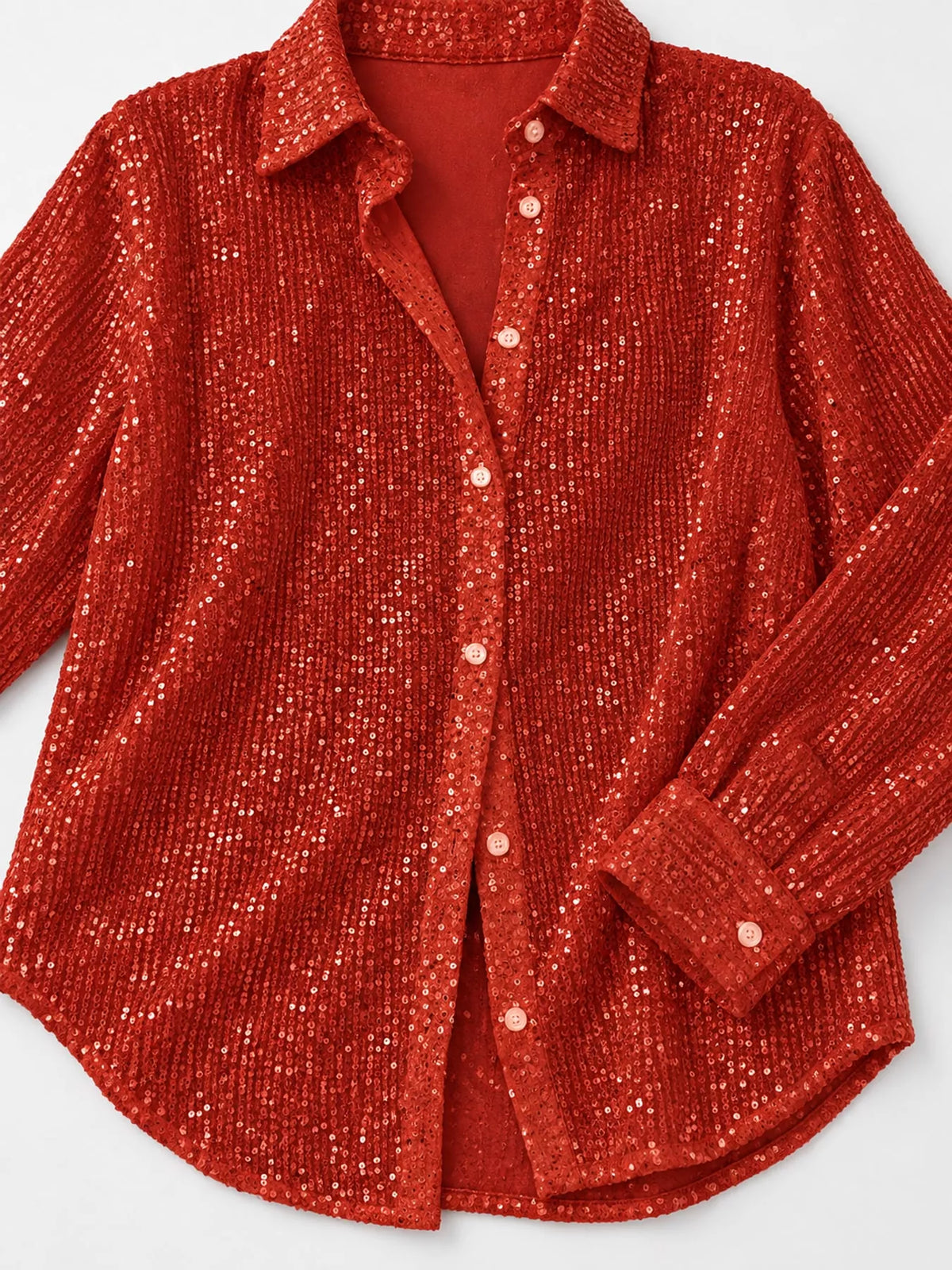 Sequin shirt, red cuff detail