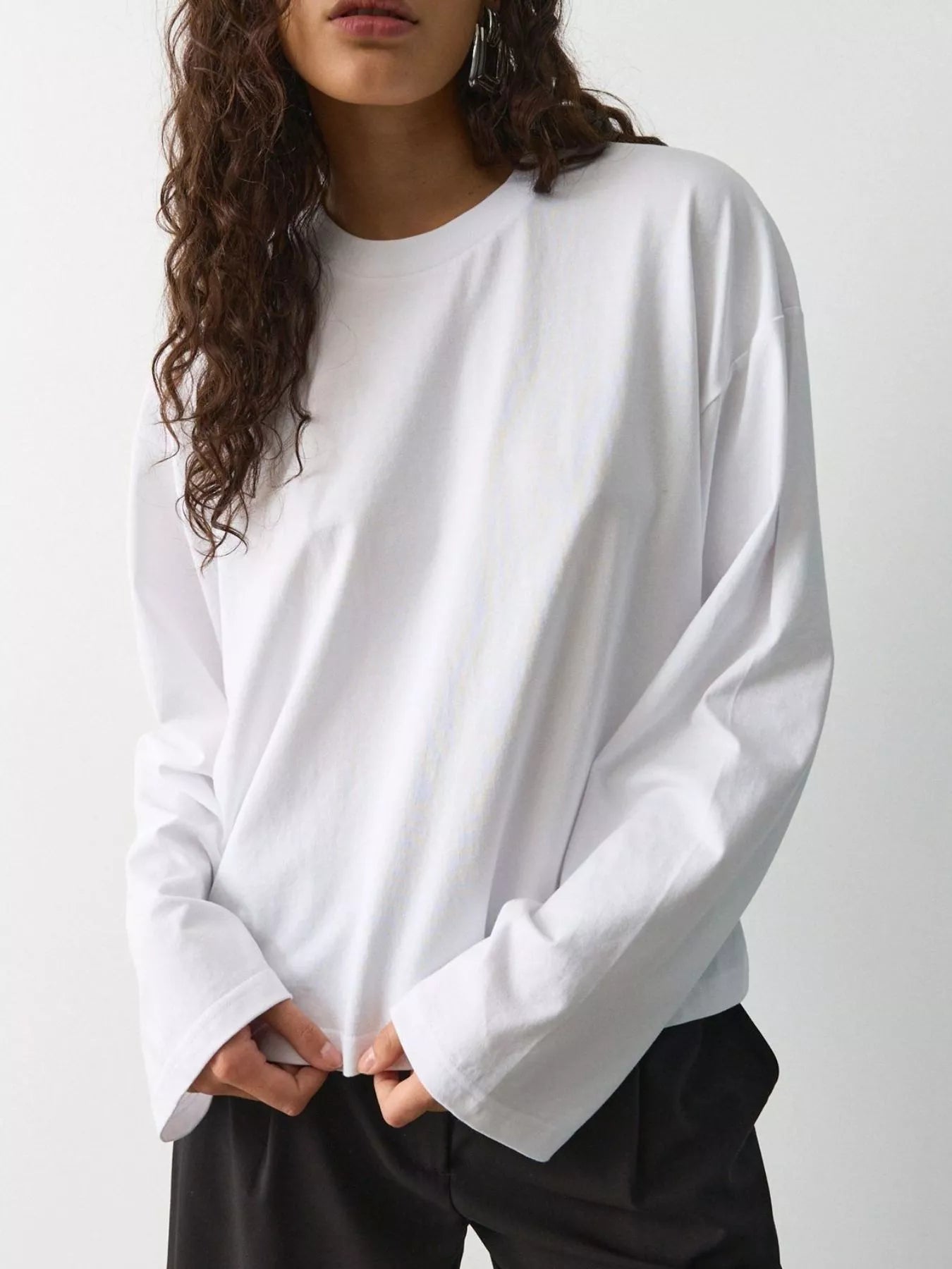 Trendsi Oversized Long Sleeve Crew Neck T-Shirt -