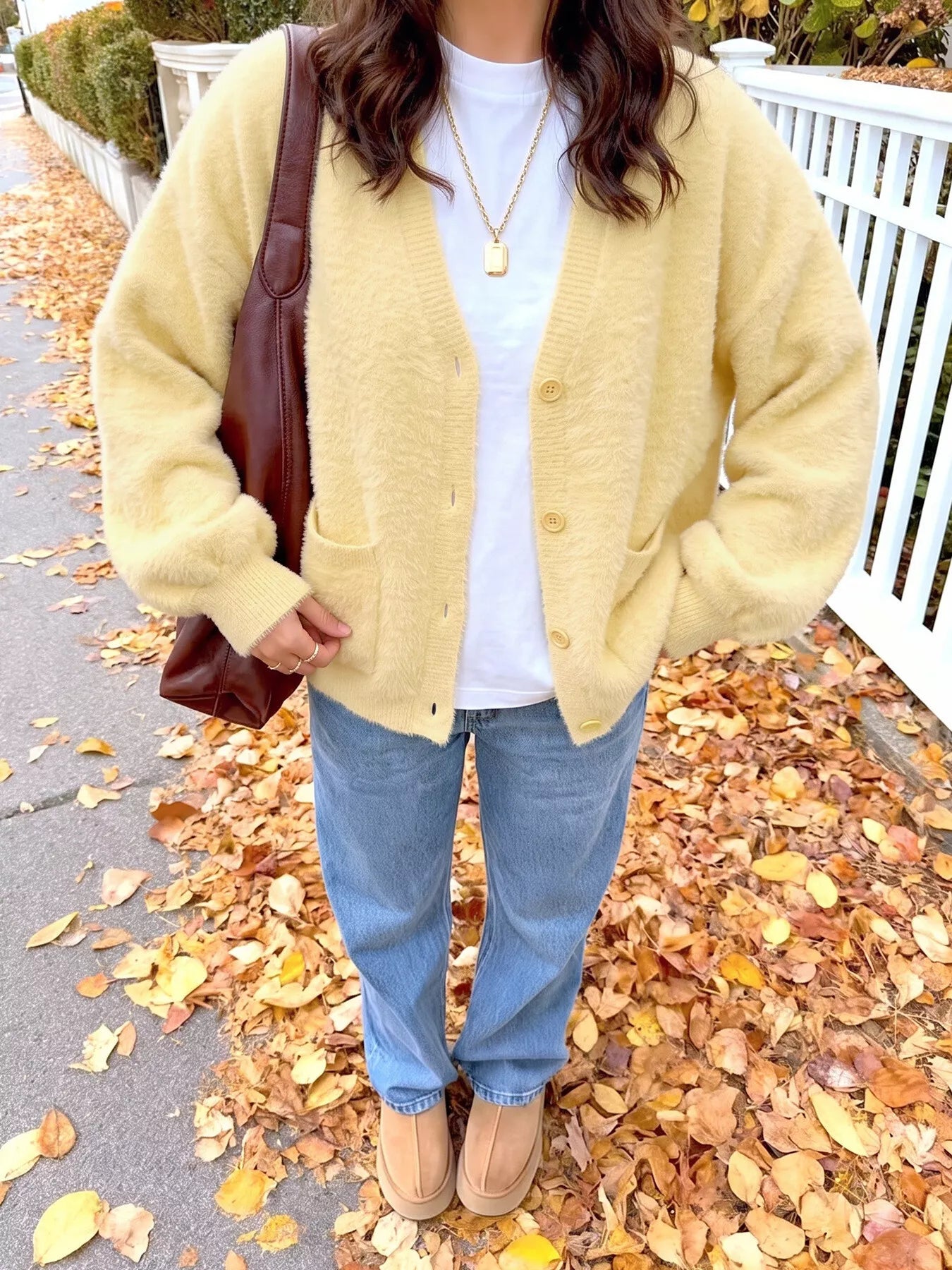 Trendsi Button Up V-Neck Cardigan -