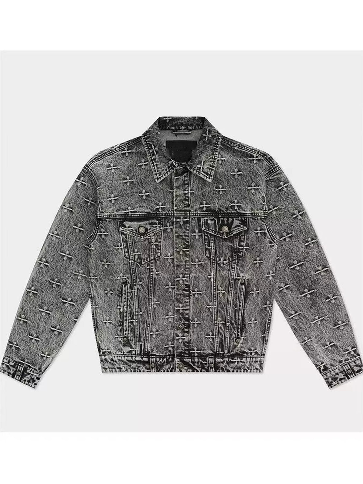 Gray oversized button up denim jacket