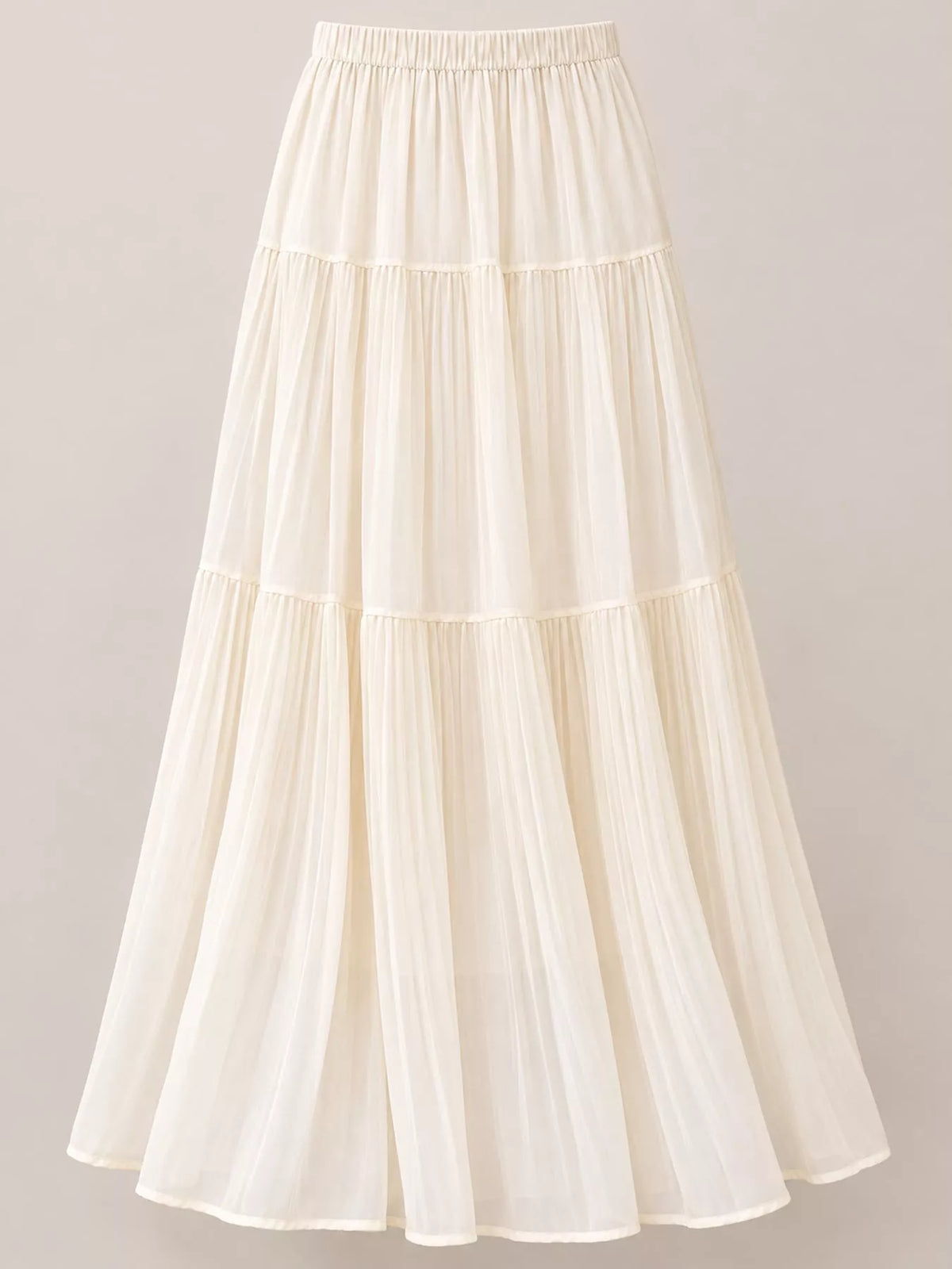 High-Waisted Tiered Pleated Maxi Skirt, front view