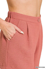 Trendsi Zenana Woven Airflow Back Elastic Waist Shorts -