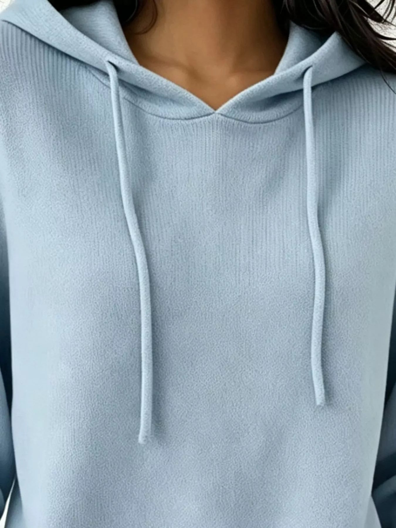 Trendsi Cozy Ribbed Long‑Sleeve Hooded Sweater -