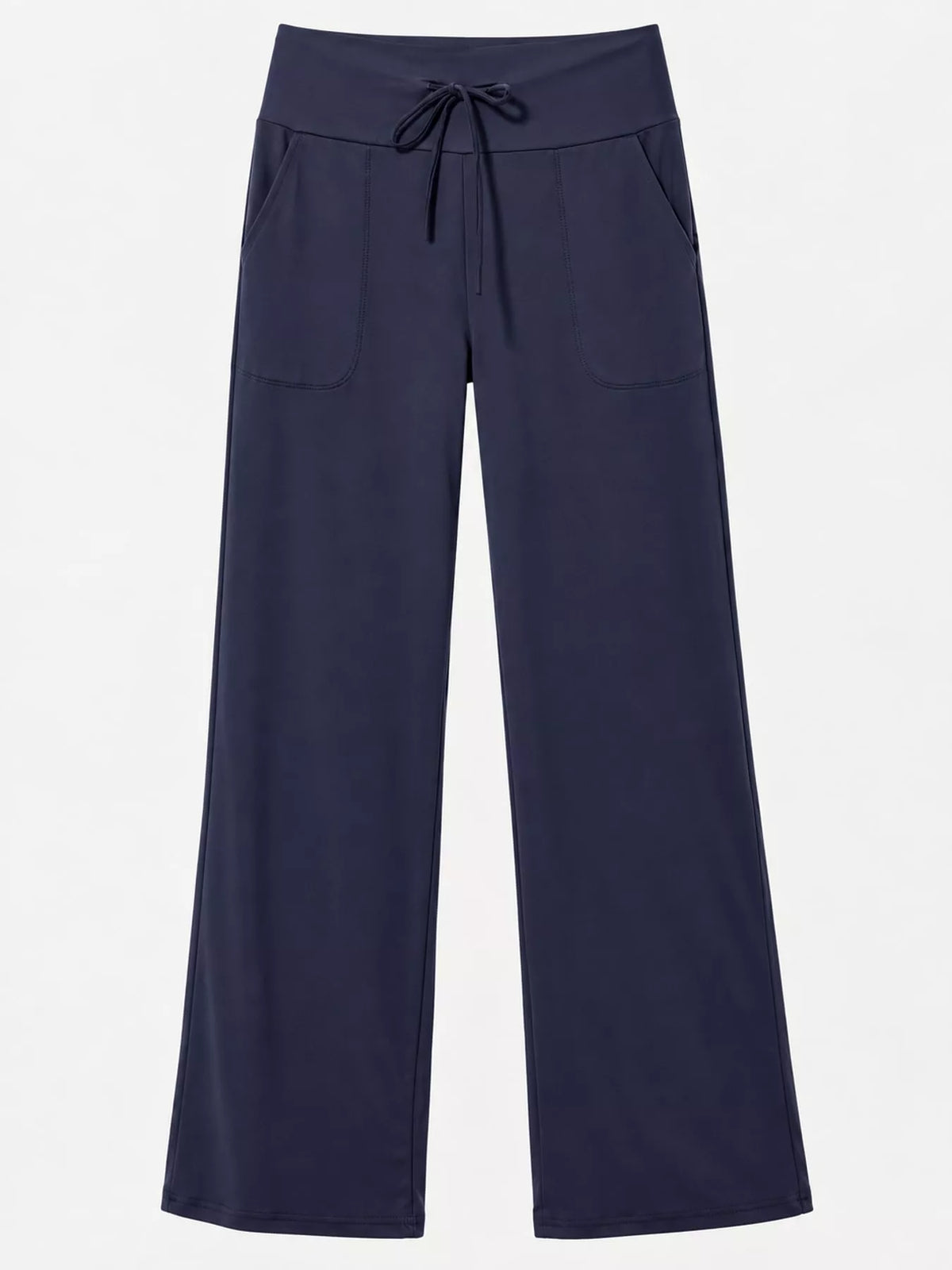 Wide-leg lounge pants, navy flat front
