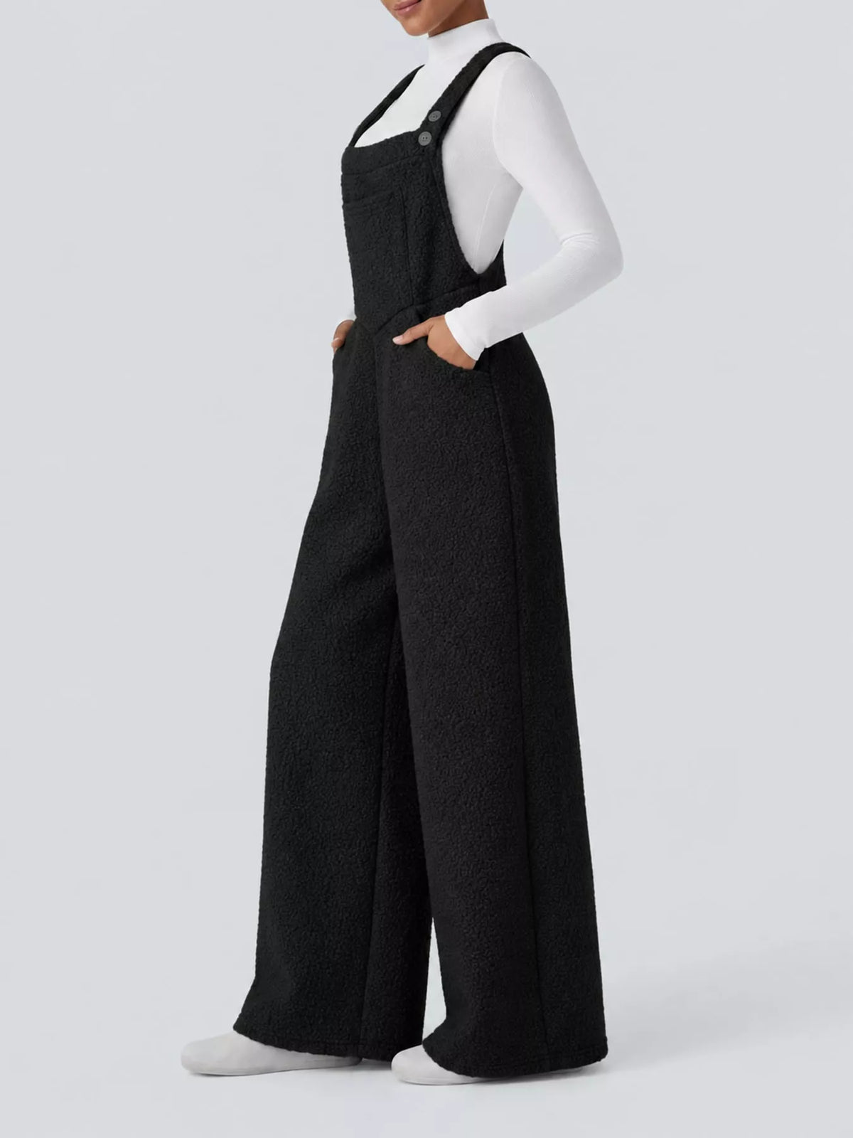 Top and overalls set, black and white set side