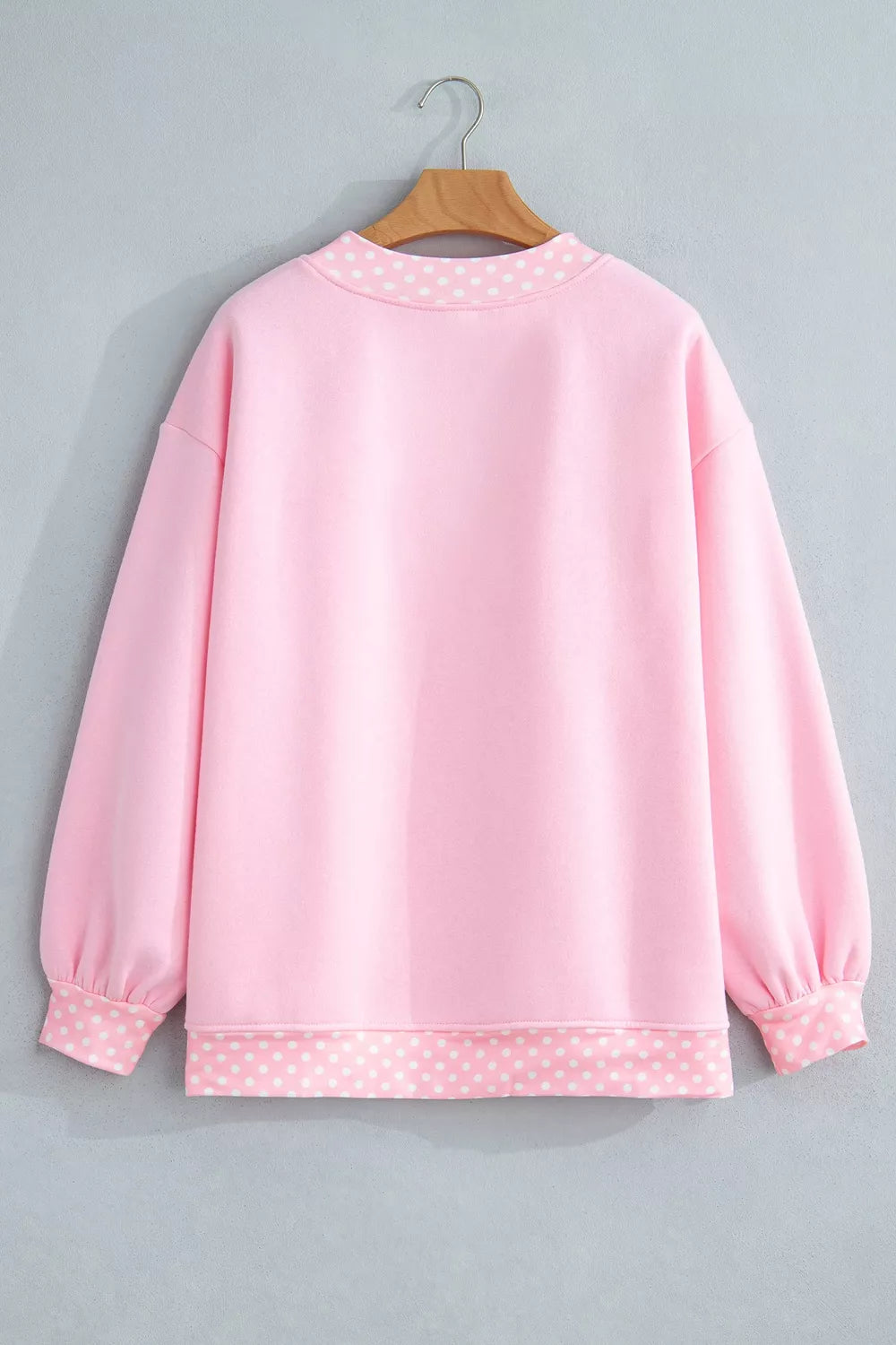 Trendsi Polka Dot Letter Print Mock Neck Pullover Sweatshirt -