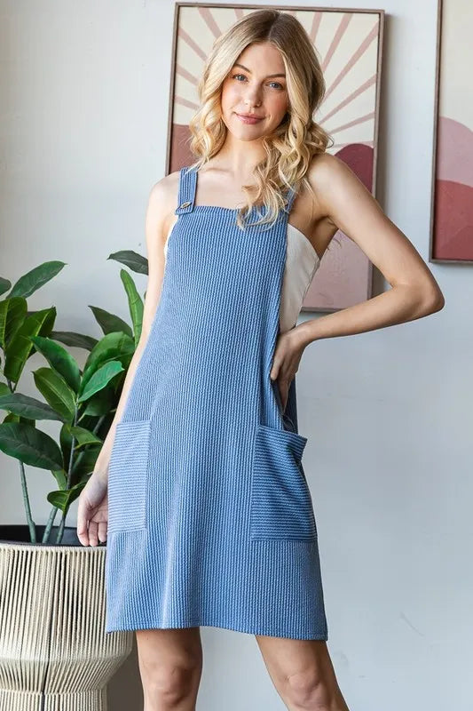 Trendsi Heimish Full Size Ribbed Sleeveless Mini Tank Dress Plus Size - Dresses