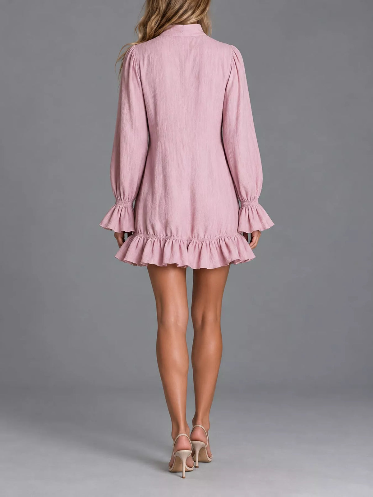 Ruffled-hem mini dress, pink back