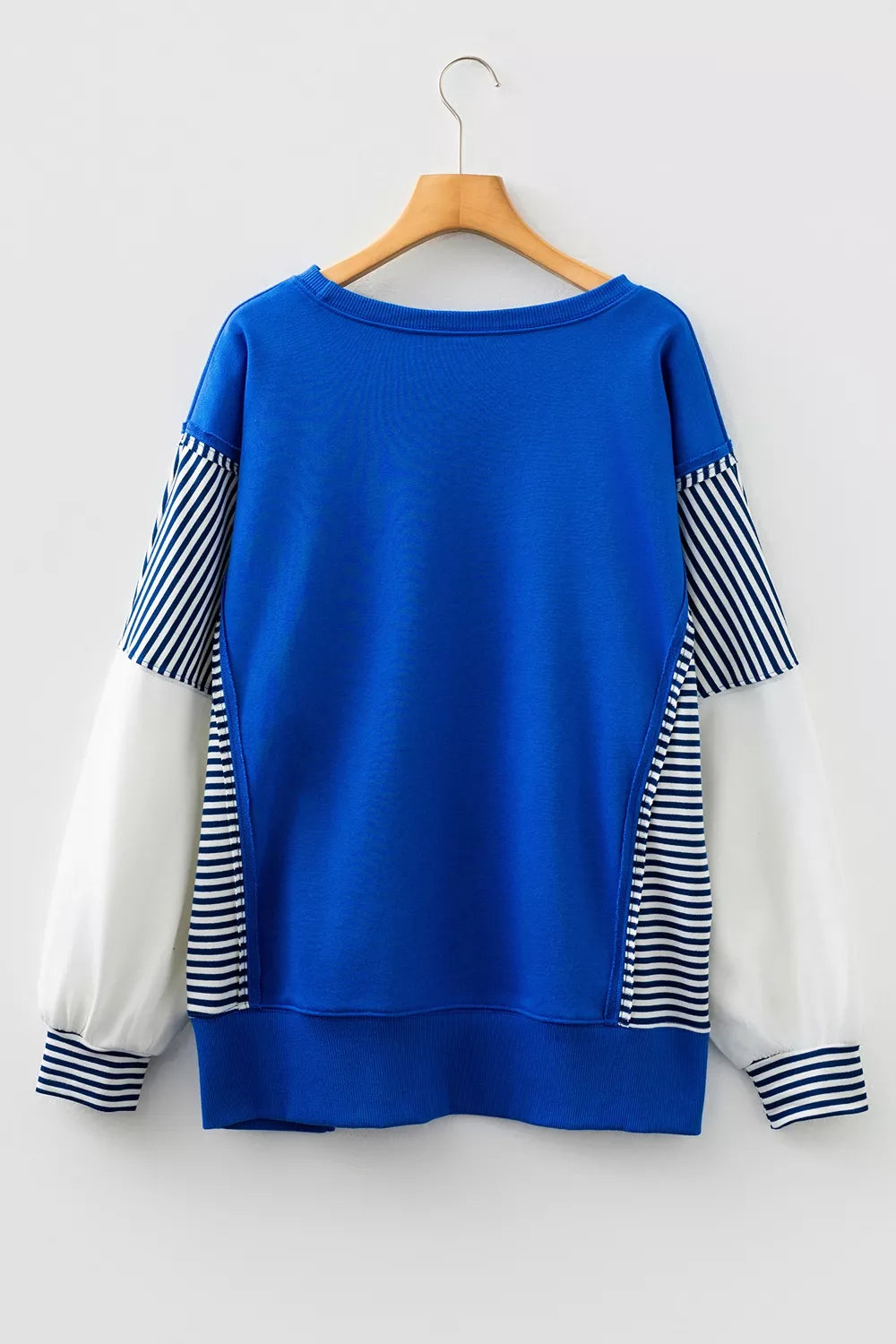 Trendsi Leopard and Striped Patchwork Sleeves Sweatshirt -