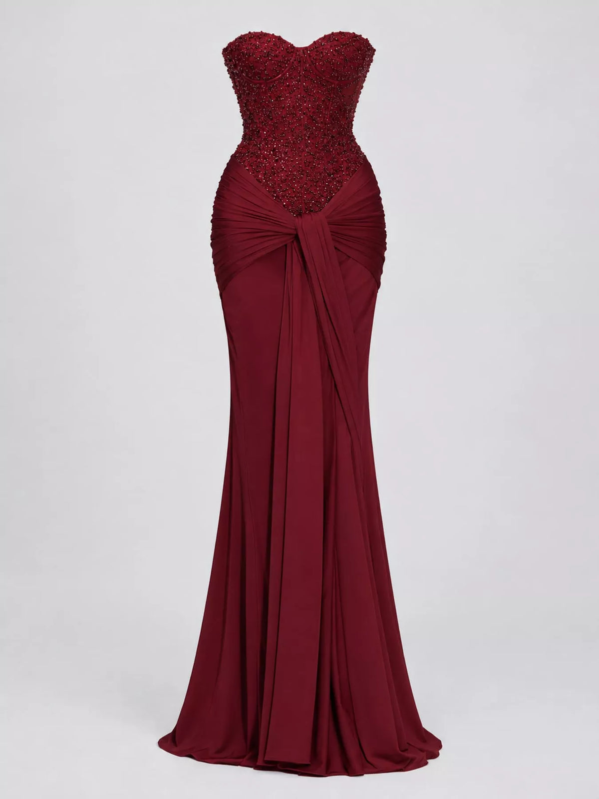Strapless Sequin Corset Maxi Dress, front view