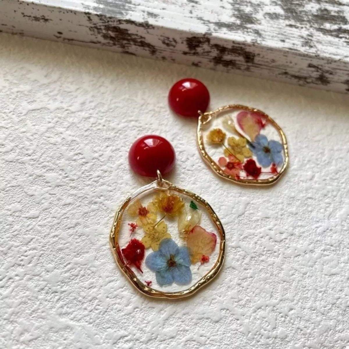 Trendsi 18K Gold-Plated Flower Dangle Earrings -
