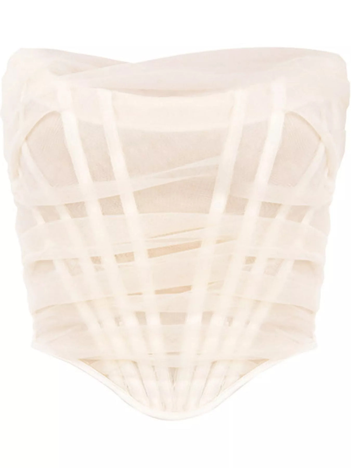 Corset Style Ruched Tube Top in white