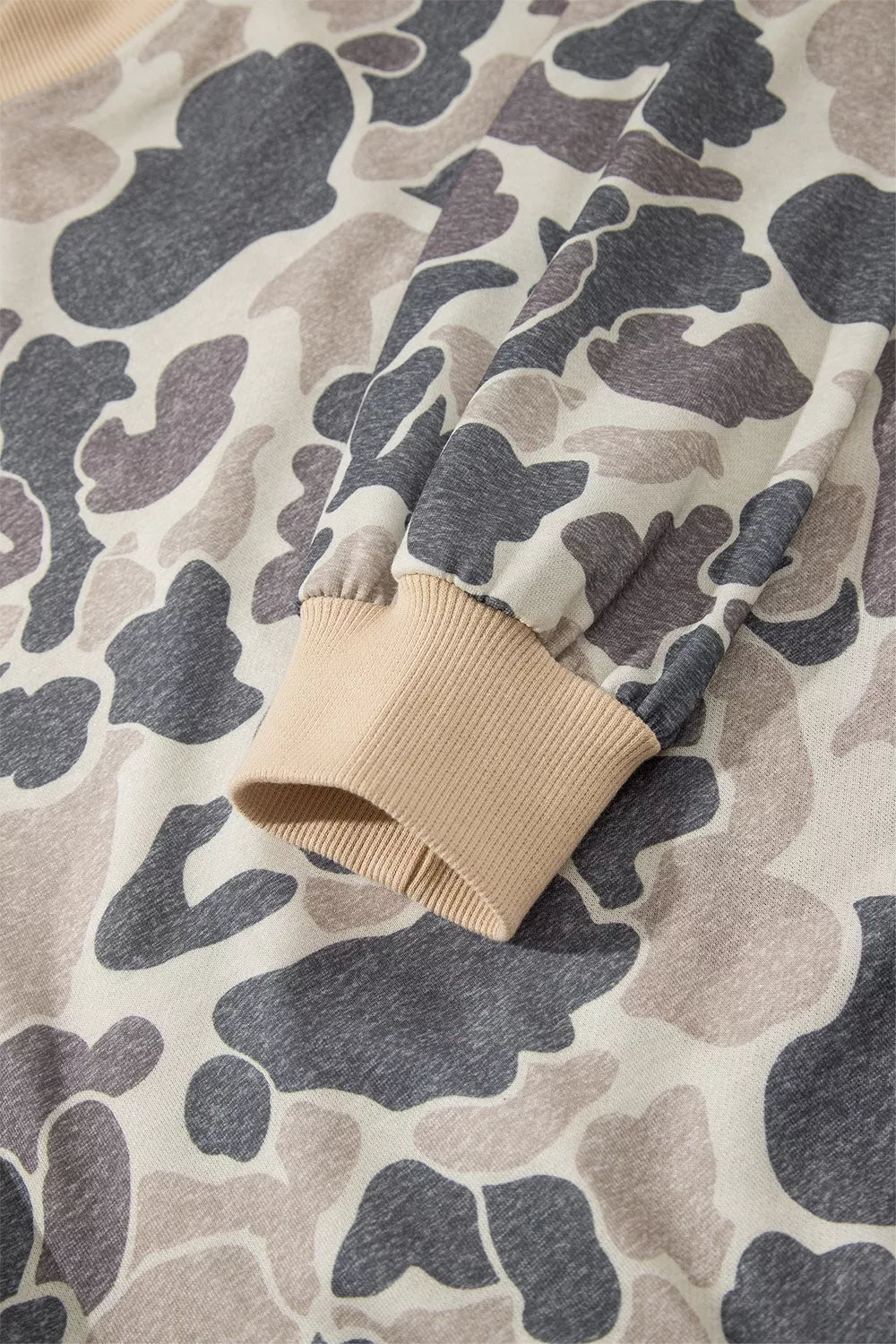 Green Camouflage camouflage print color block trim zip bomber sweatshirt