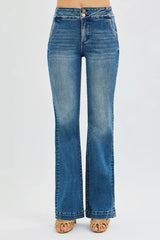 Trendsi RISEN Full Size Tummy Control High Rise Bootcut Jeans with Double Button Waistband Plus Size -