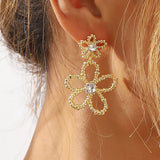 Trendsi Alloy Floral Drop Earrings -