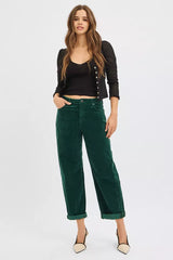 Trendsi RISEN High Rise Crop Barrel Cordurory Pants -