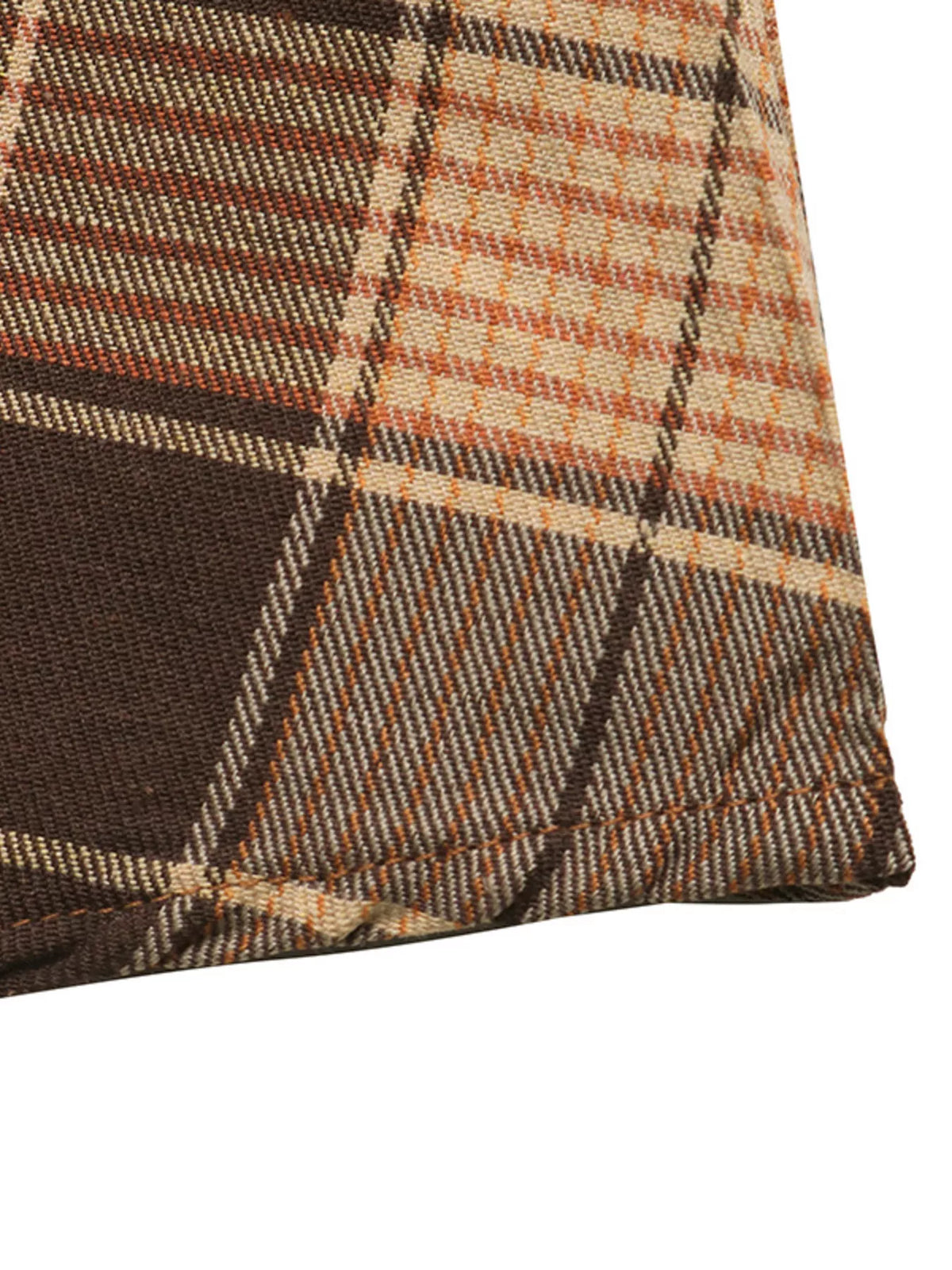 Corduroy Patchwork Plaid Midi Dress — construction details