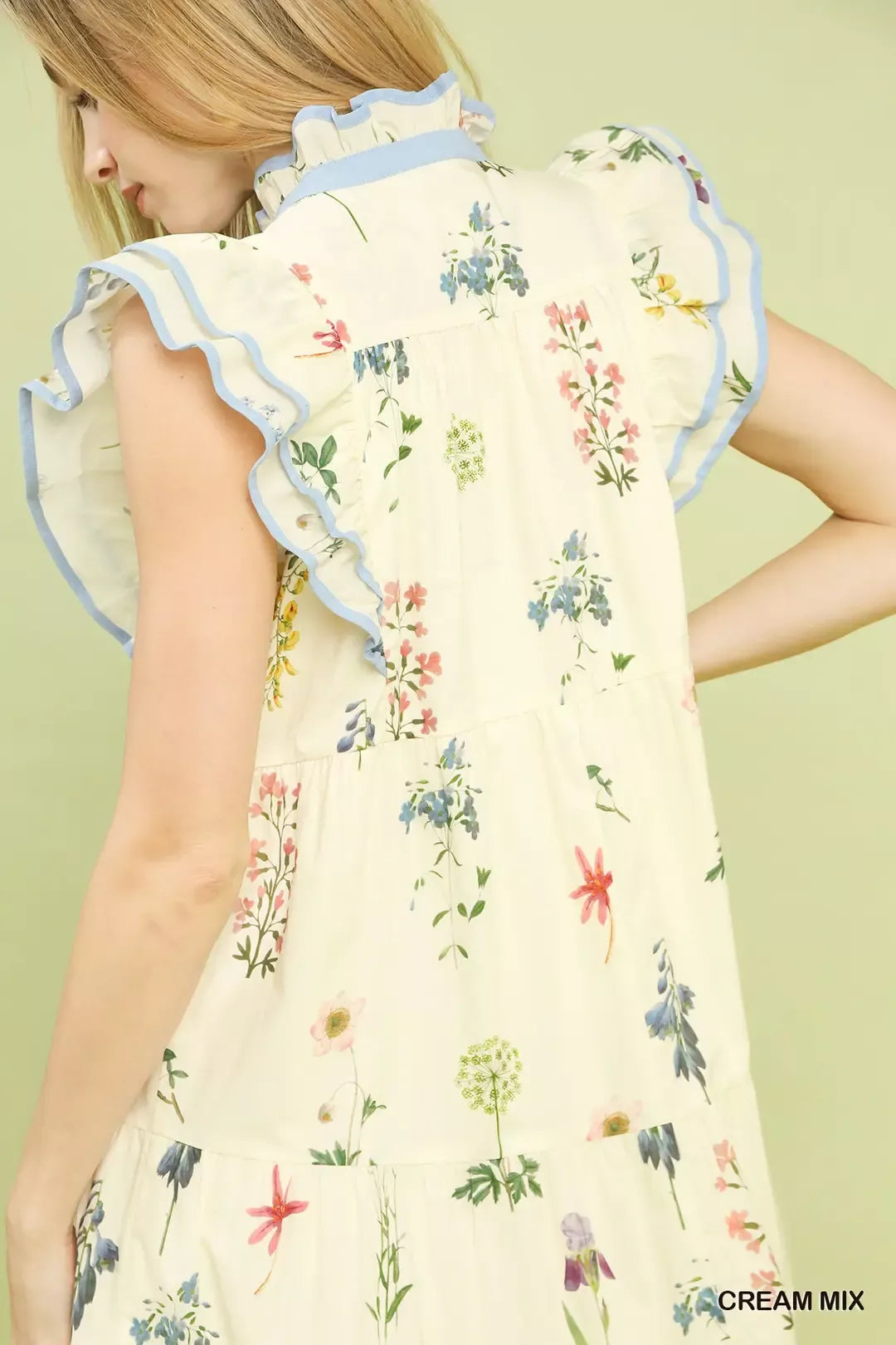 Trendsi Umgee Mix Floral Tiered Ruffle Midi Dress -