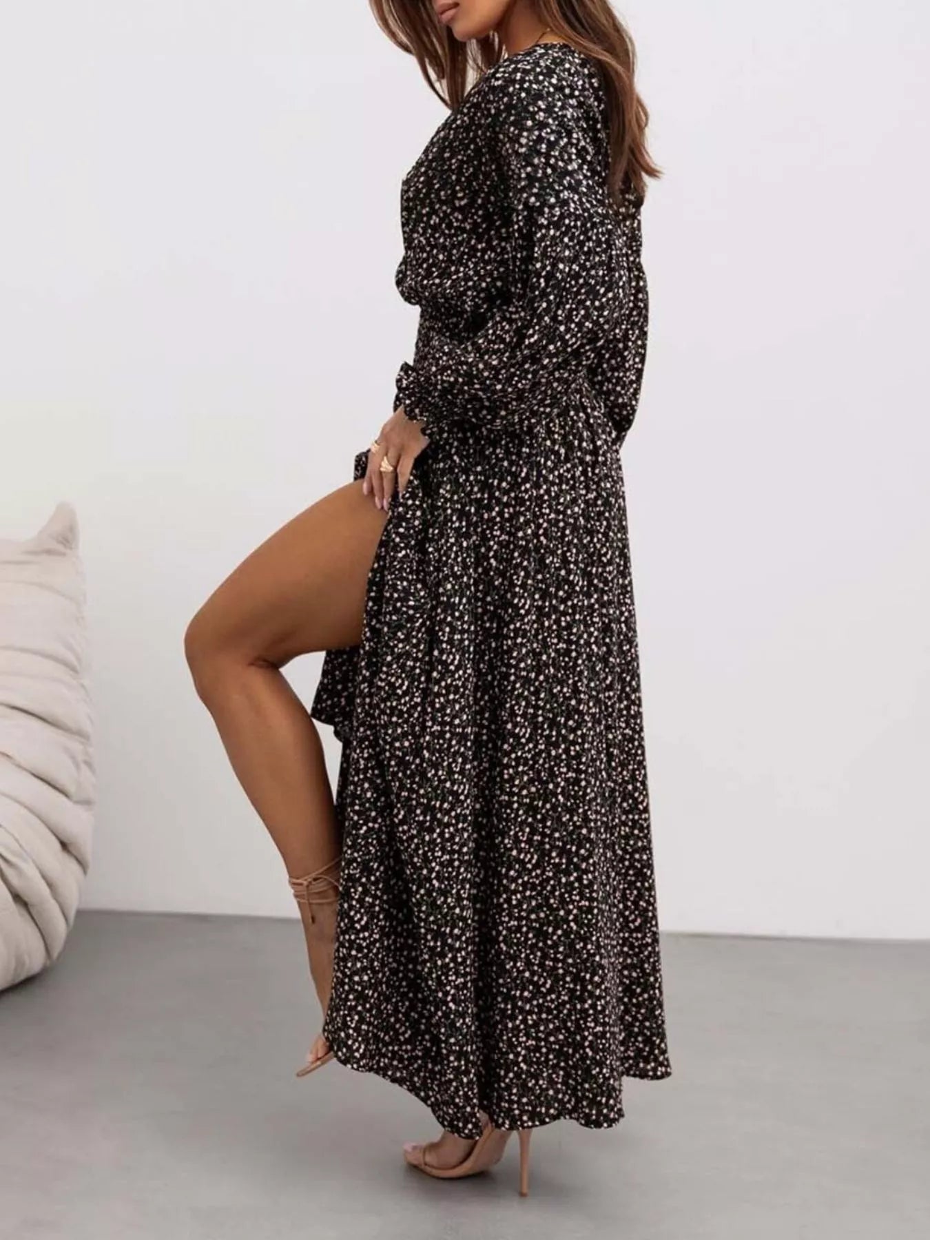 Trendsi Bohemian Printed Maxi Dress with Plunging Neckline -
