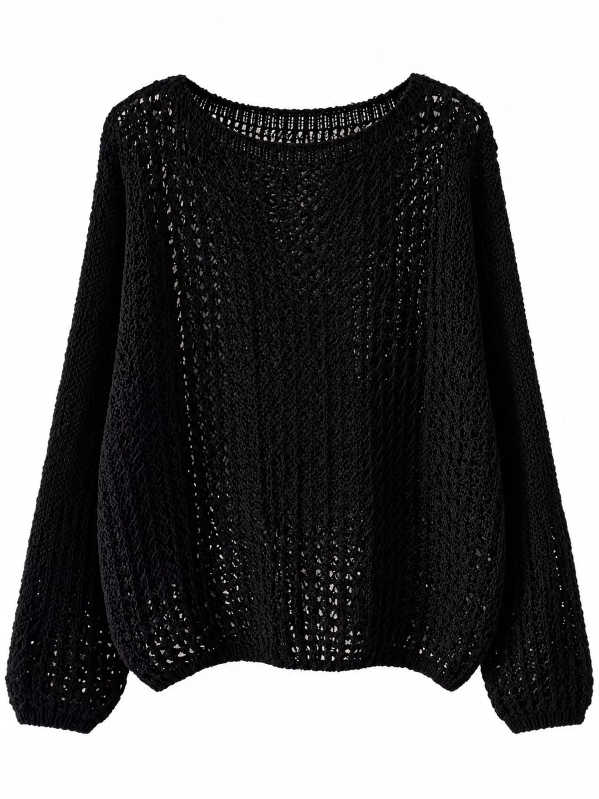 Black openwork knit cover-up top