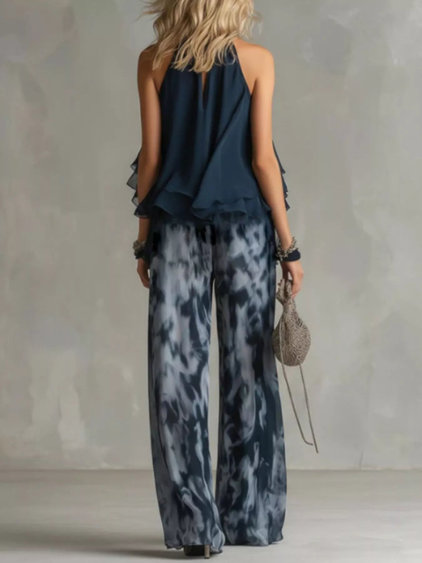 Trendsi Sleeveless Top and Tie-Dye Wide-Leg Pants Set -