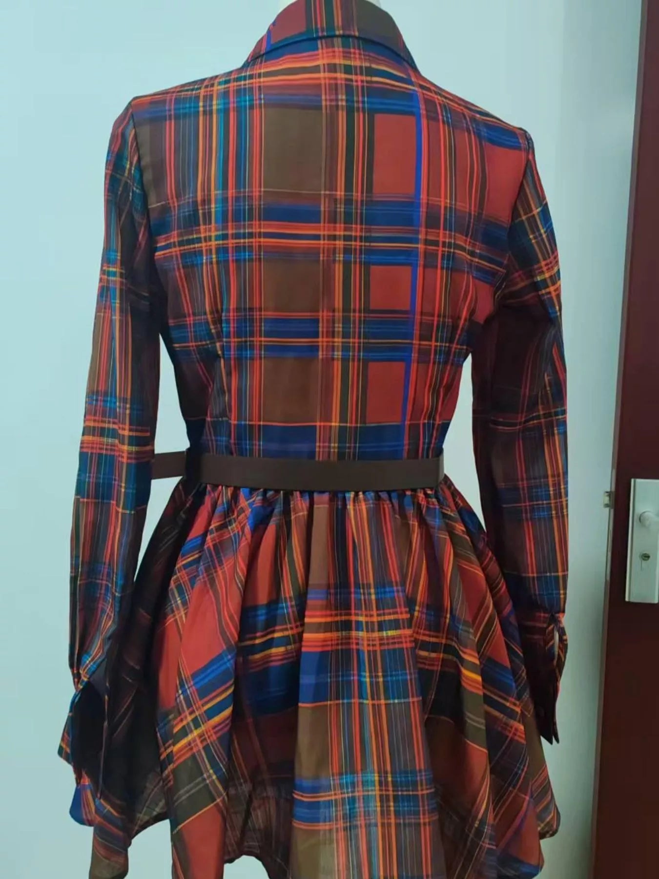Trendsi Full Size Plaid Long Sleeve Shirt Dress Plus Size -