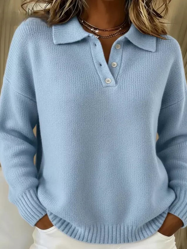 Trendsi Full Size Button Detail Dropped Shoulder Sweater Plus Size -