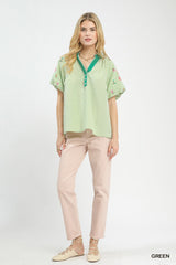 Trendsi Umgee Embroidered Stripe Top -