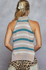 Trendsi POL Striped Collar Sweater Vest with Star Patch -