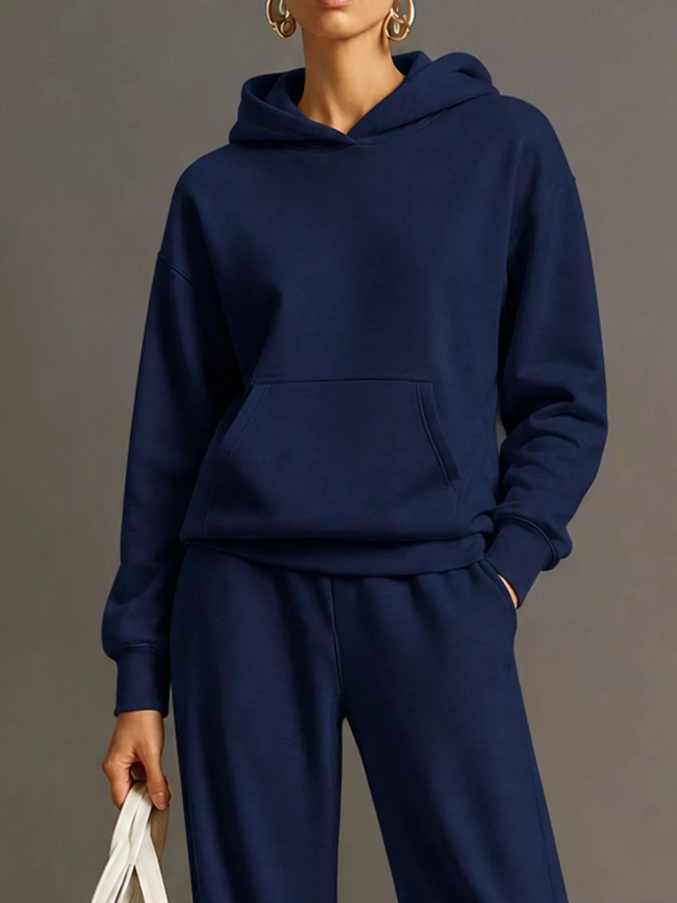 Trendsi Kangaroo Pocket Hoodie and Pants Set -