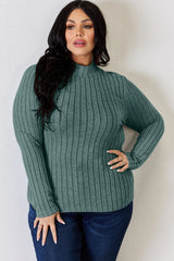 Trendsi Basic Bae Full Size Ribbed Mock Neck Long Sleeve T-Shirt -