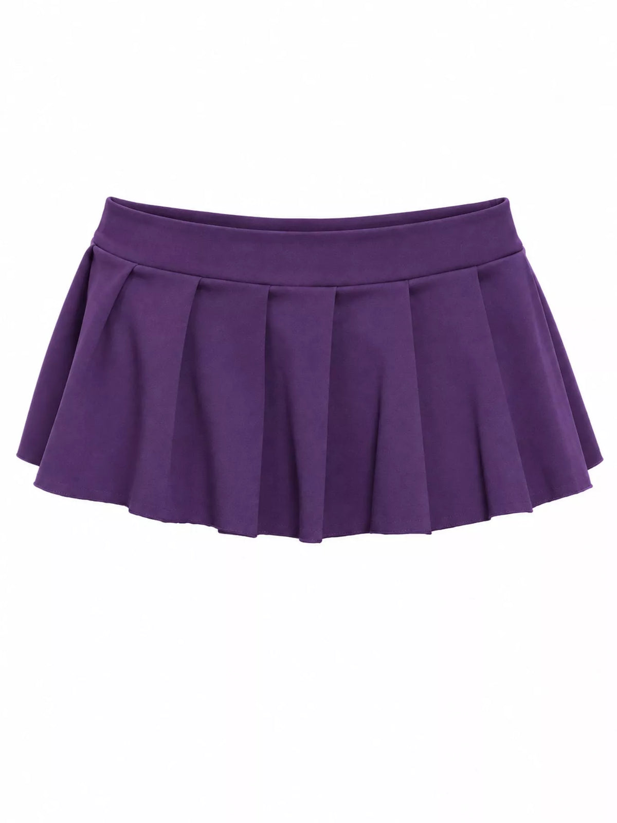 Pleated micro skirt, purple flat front